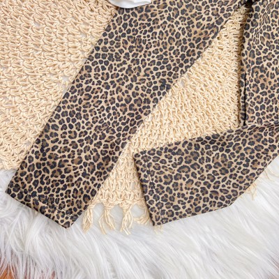 Conj. Casaco de Moletom Très Chic e Calça Legging Oncinha - Areia